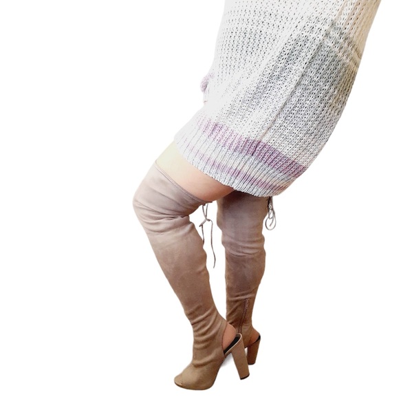 Over Knee Open Toes Faux Suede Boots NEW - Picture 1 of 17